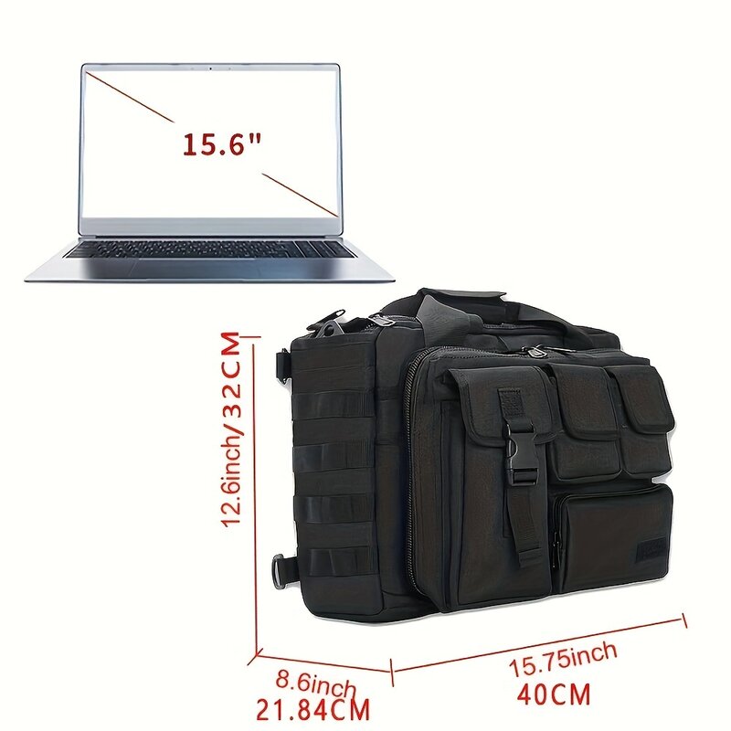 Tactical briefcase, tactical computer bag 14.1-inch -15.6-inch men's military laptop messenger multifunctional briefcase men's c