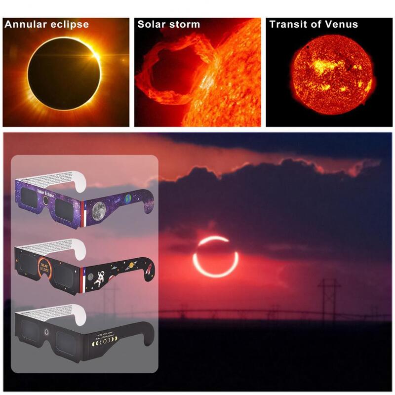 20 buah kacamata hitam Eclipse surya, kacamata tampilan Eclipse matahari Anti Uv, kacamata aman bersertifikasi ISO 12312-2