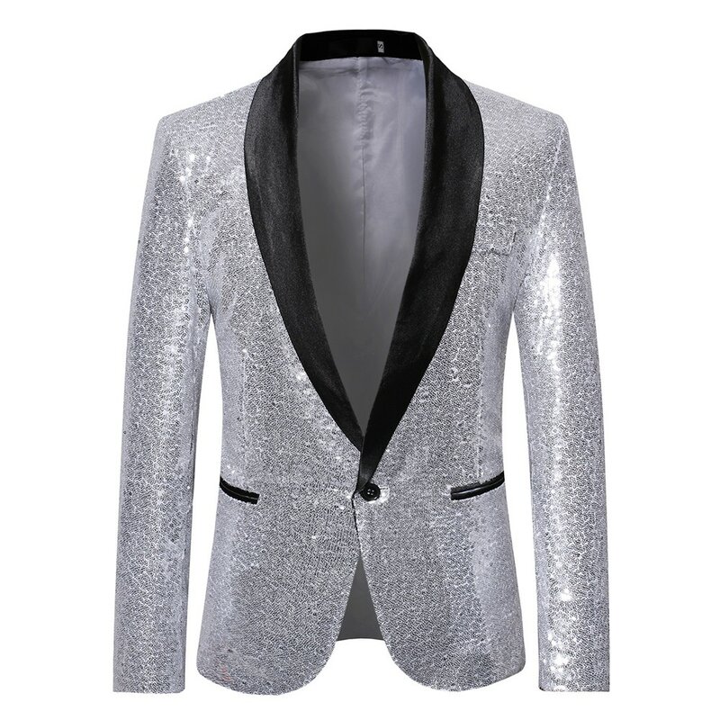 Nowy płaszcz kurtka poliestrowa płaszcz wierzchni 1 szt. Blezer Bling formalna odzież dżentelmen brokat M/L/XL/2XL wydajność