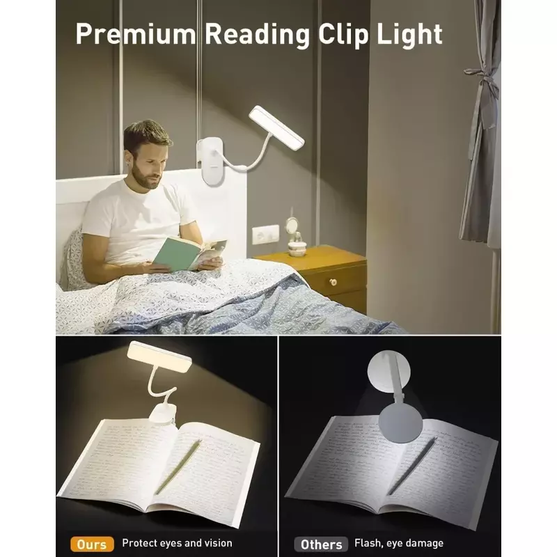 LED Desk Lamp Usb Rechargeable Eye Protection Reading Light Flexible Gooseneck Clip Book Light Kids Study Book Lamp Read Light