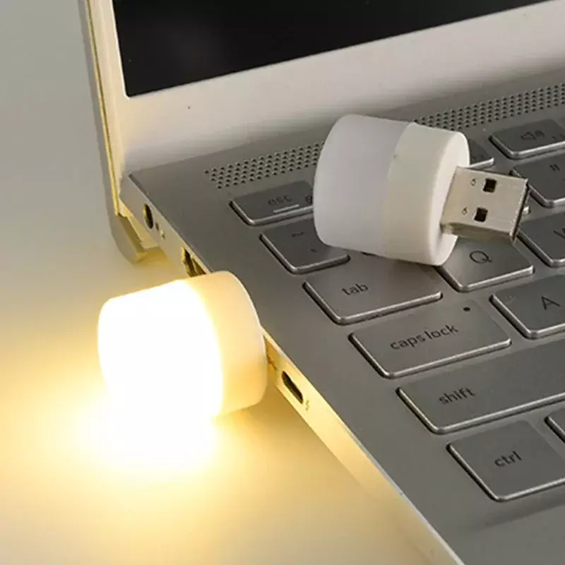 Lampu malam USB Mini lampu baca buku pelindung mata putih hangat lampu malam daya ponsel komputer colokan USB lampu buku bulat