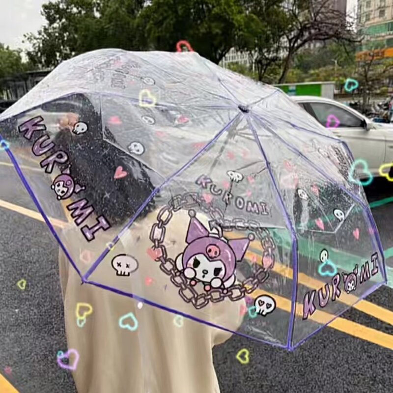 산리오 접이식 우산, 헬로키티, 쿠로미, 마이멜로디, 시나모롤, 귀여운 만화 우산, 귀여운 학생 자동