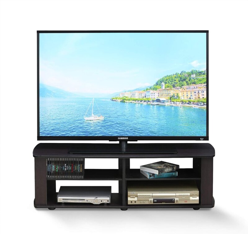 Furinno-Soporte de TV para centro de entretenimiento, accesorio para televisor de 43,3 "(W) x13.4(H) x13.1(D), color nogal oscuro