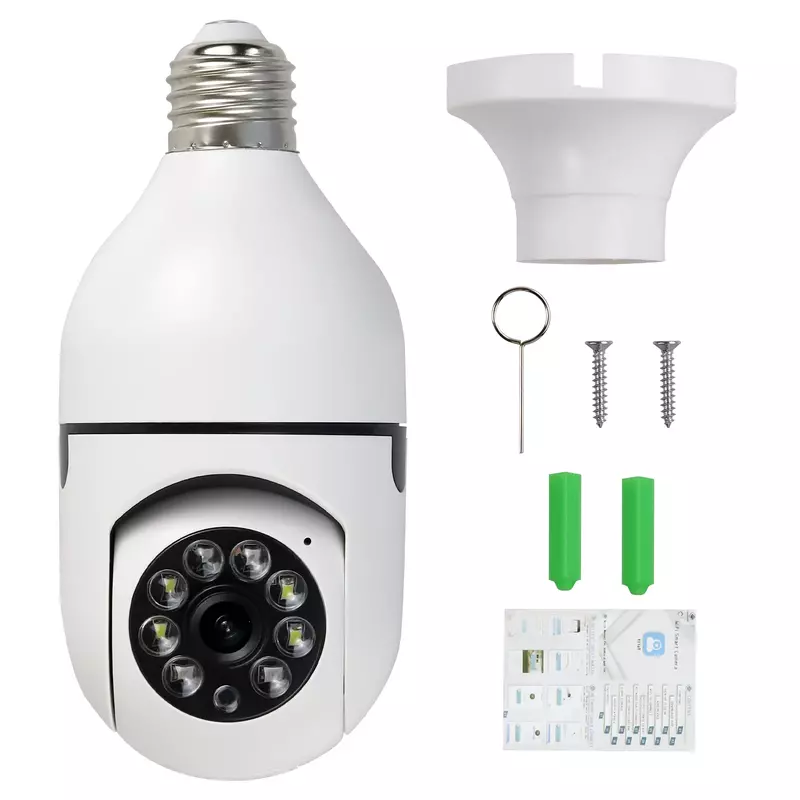 Câmera de vigilância IP WiFi interior, câmera doméstica sem fio, rastreamento automático, monitor de bebê, segurança Alexa, 2.4G, 1080P, PTZ, E27