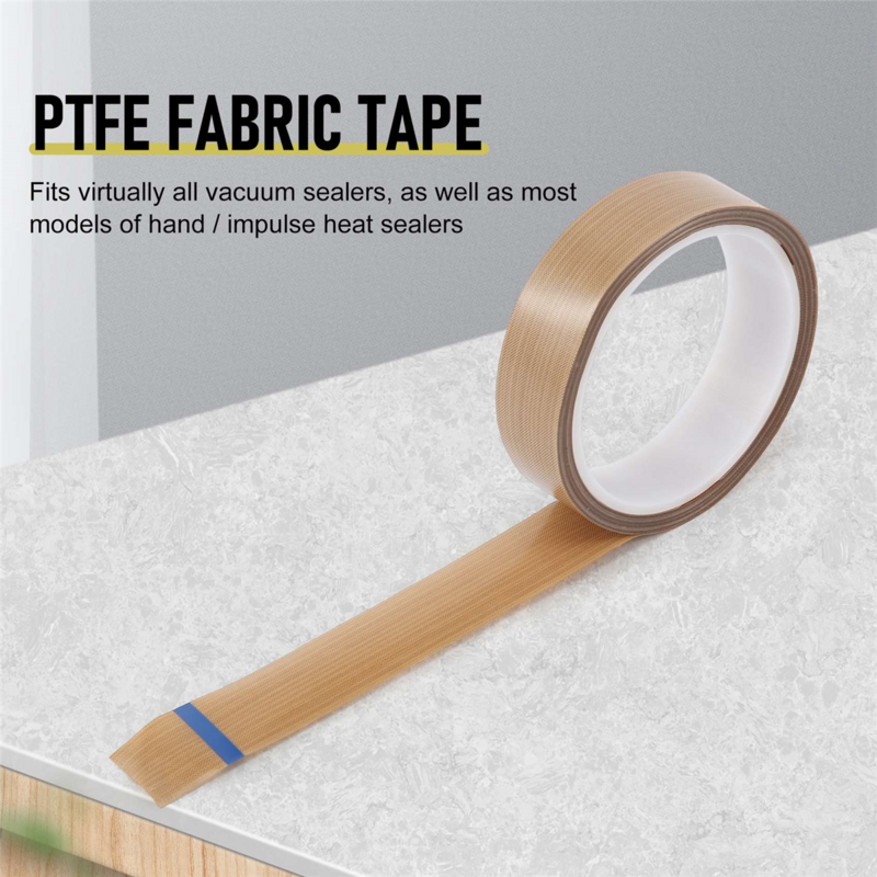 Pita PTFE/pita PTFE untuk mesin penyegel vakum, segel tangan dan impuls (1 inci x 33 kaki)