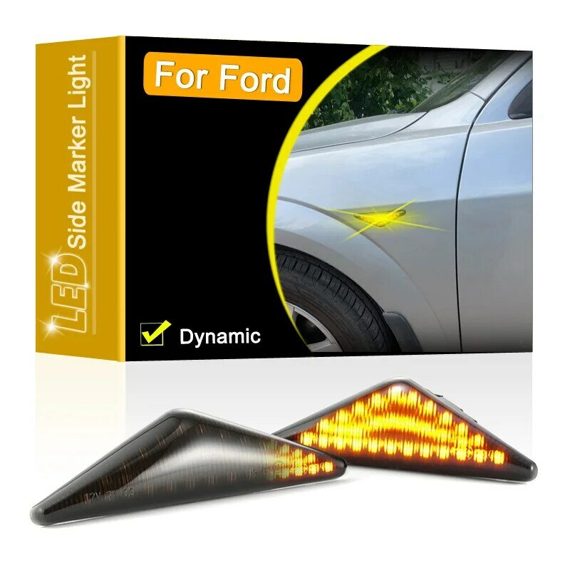 Smoked Lens Waterproof LED Side Fender Marker Lamp Flowing Turn Signal Light For Ford Focus MKI 1998-2004 Mondeo MKIII 2000-2007