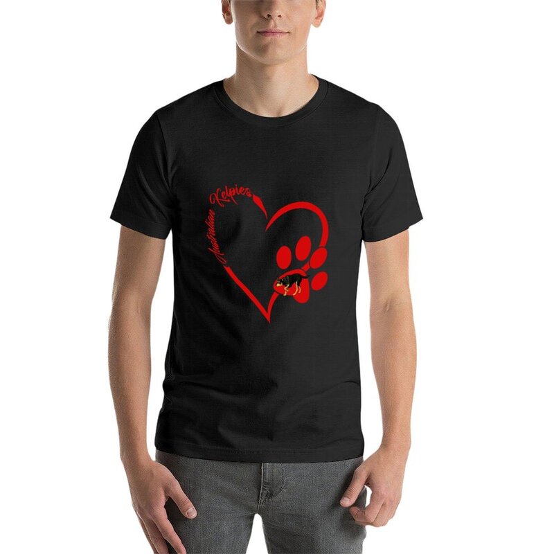 Love Australian Kelpies-Rood T-Shirt Sneldrogende Effen T-Shirts Voor Heren Katoen