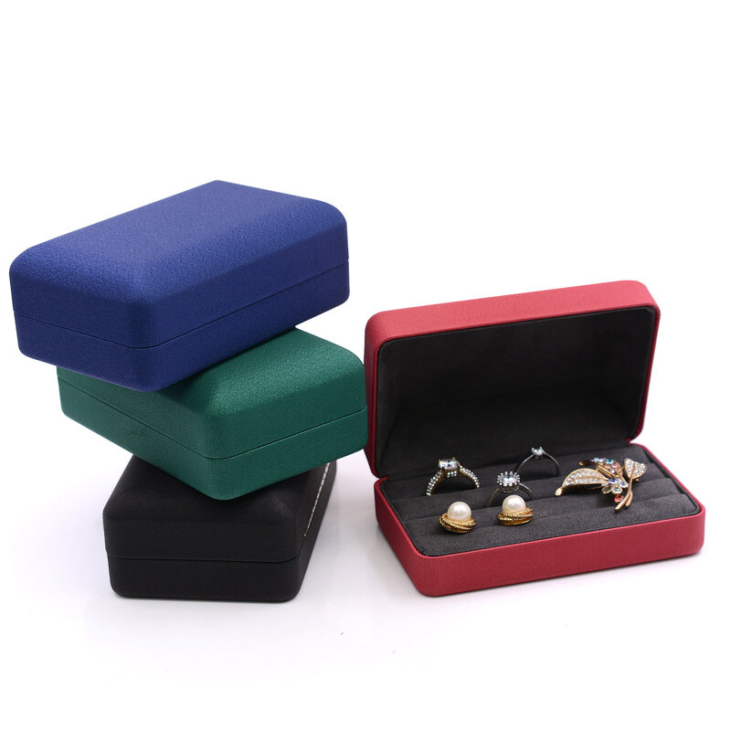 Kotak Organizer perhiasan kulit Pu, tempat penyimpanan cincin anting portabel perjalanan Microfiber Multi Slot gelang kalung tampilan berdiri