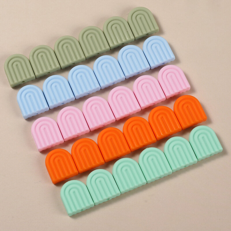 10Pcs 17x20mm Teether Rainbow Beads Food Grade Silicone Beads For BPA Free Nursing Accessory DIY Baby Pacifier Chain Necklace