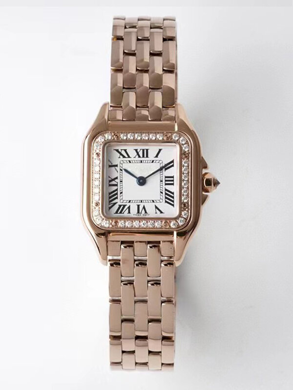 Steel with diamond case Baked steel Blue needle sapphire Crystal Tank Quartz watch 2024 Women's new watch fashion luxury watch
