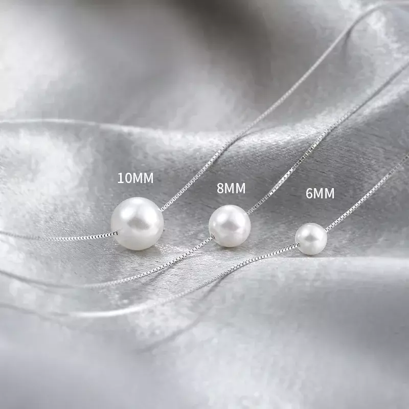 925 perak murni mode elegan mutiara kalung liontin untuk wanita gadis perhiasan pernikahan pertunangan pesta aksesoris sehari-hari