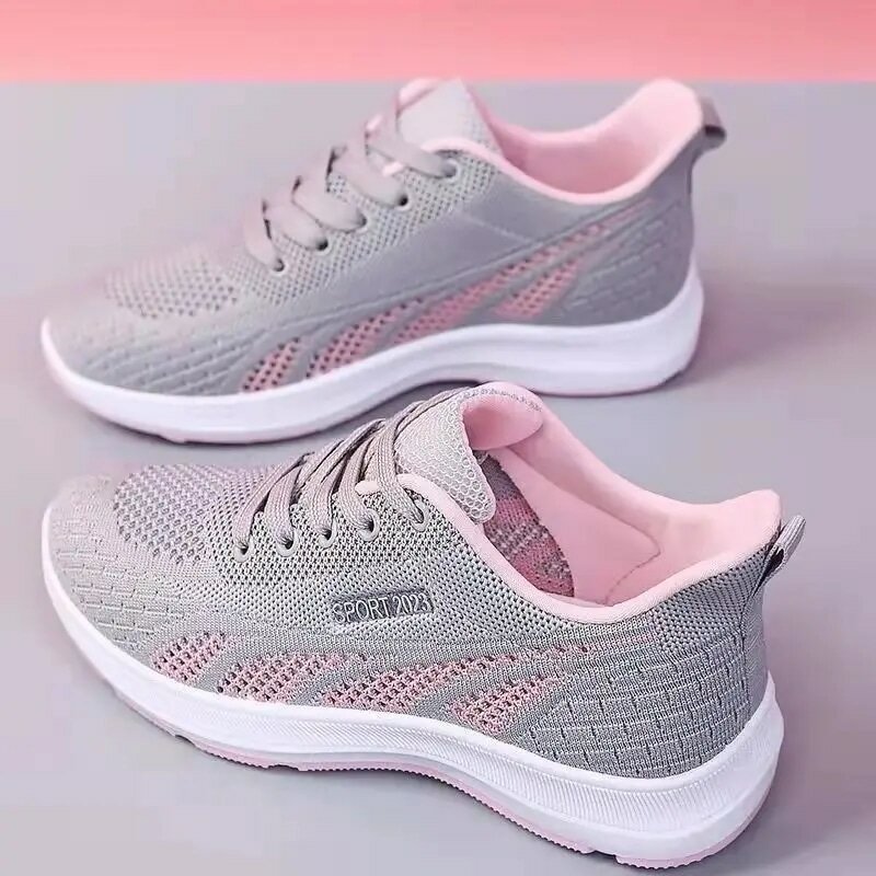 Running Shoes Ladies Breathable Sneakers Summer Light Mesh Air Cushion Women's Sports Shoes Outdoor Lace Up Training Shoes