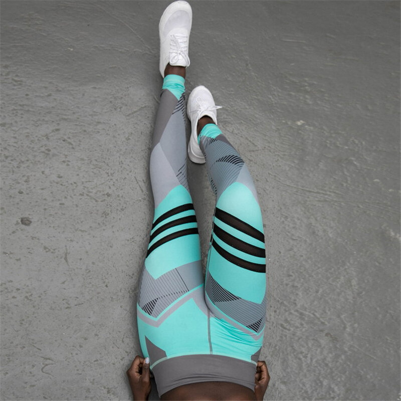 Fitness Leggings Hoge Taille Hardloop Trainingsbroek Geometrische Elementen Yogabroek Voor Dames