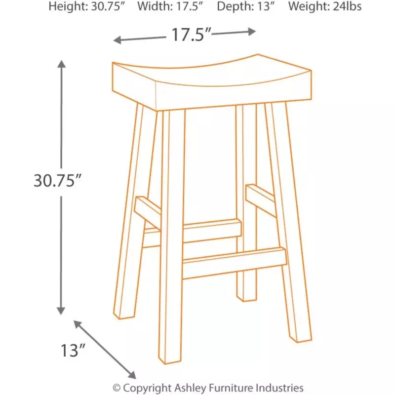 Барный стул с фирменным дизайном высотой 30,63 дюйма, барный стул, 2 предмета, коричневый Bitone