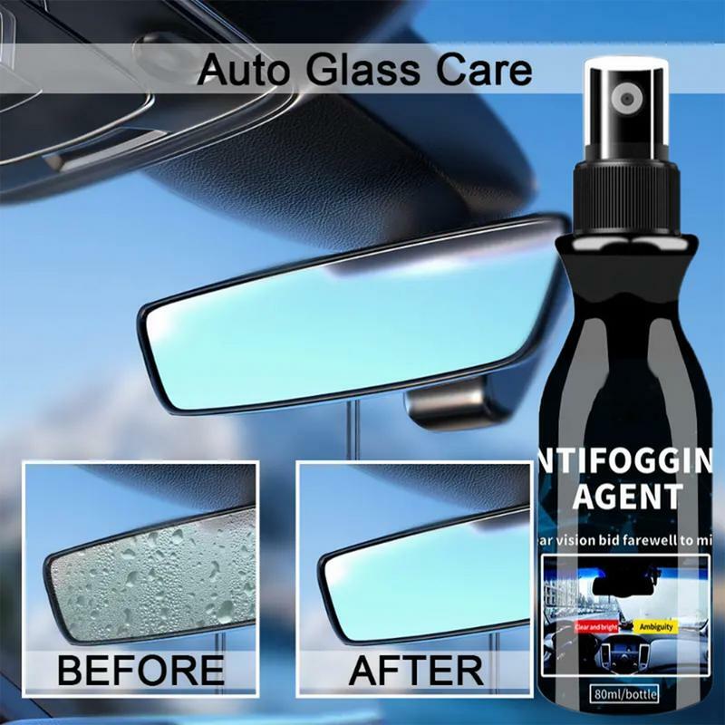 Agen semprot Anti kabut kaca depan mobil 80ml, agen semprot Anti kabut intensif tahan lama, meningkatkan tampilan kaca untuk cermin