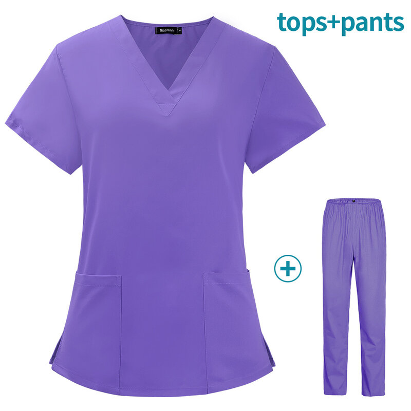 Медицинская униформа, операционная униформа медсестры, оптовая продажа, набор с двумя картинками для зубных животных, удобная быстросохнущая посадка