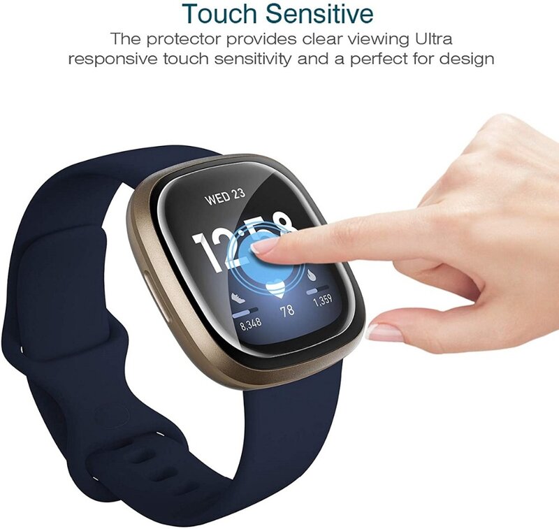 5pcs Soft TPU Clear Protective Film For Fitbit Versa 4/3/Sense 2 Smart Watch Versa4 Versa3 Sense2 Screen Protector Full Cover