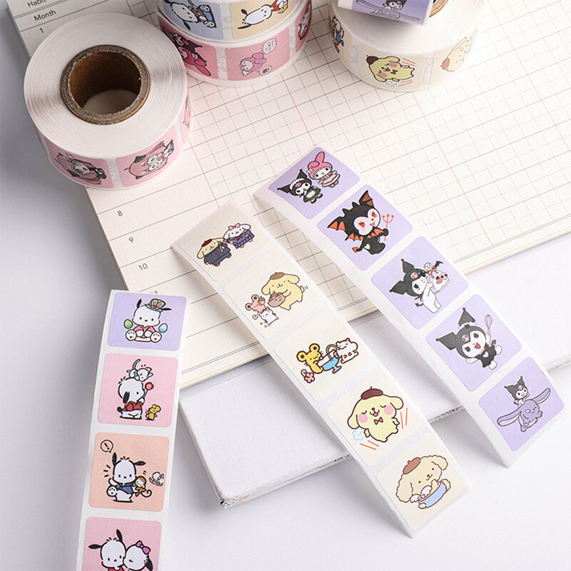 500 шт. милые Мультяшные наклейки Kuromi почтовый мой Мелодия рулон для ноутбука Скрапбукинг телефон искусство эстетические наклейки детская игрушка