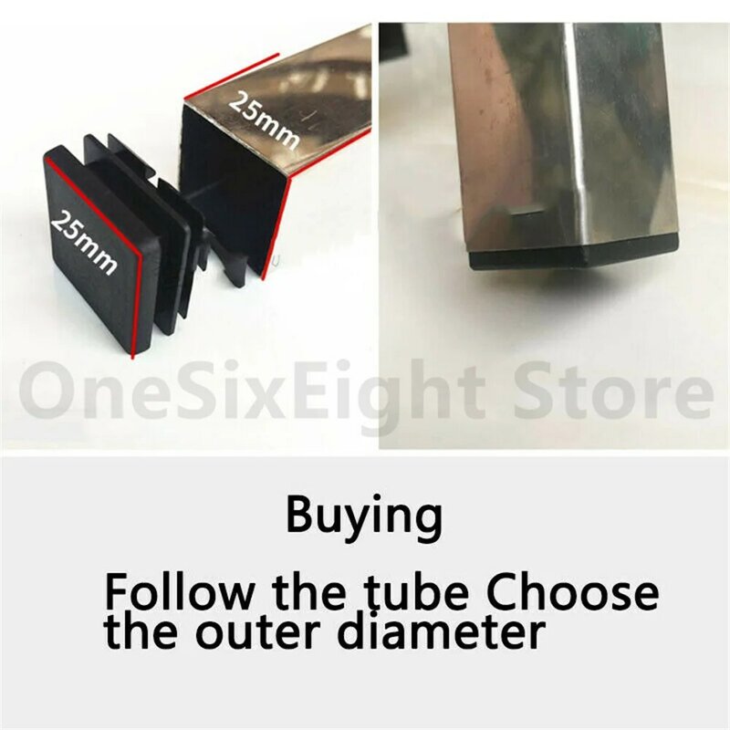 Tapas de extremo de enchufe de plástico de tubo cuadrado, inserto de orificio de cubierta de tubo cuadrado, 50x50mm