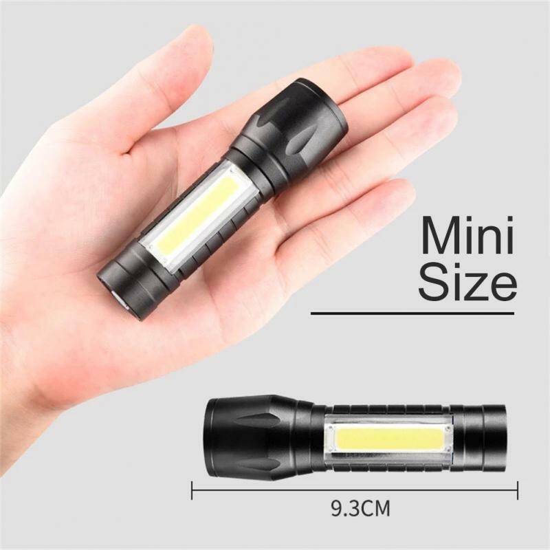 Zoom Mini lampe de poche LED XP-G Q5 Flash Light Lanterne Portable aste Éblouissement COB Lampe de poche Camping en plein air 1/2PCS