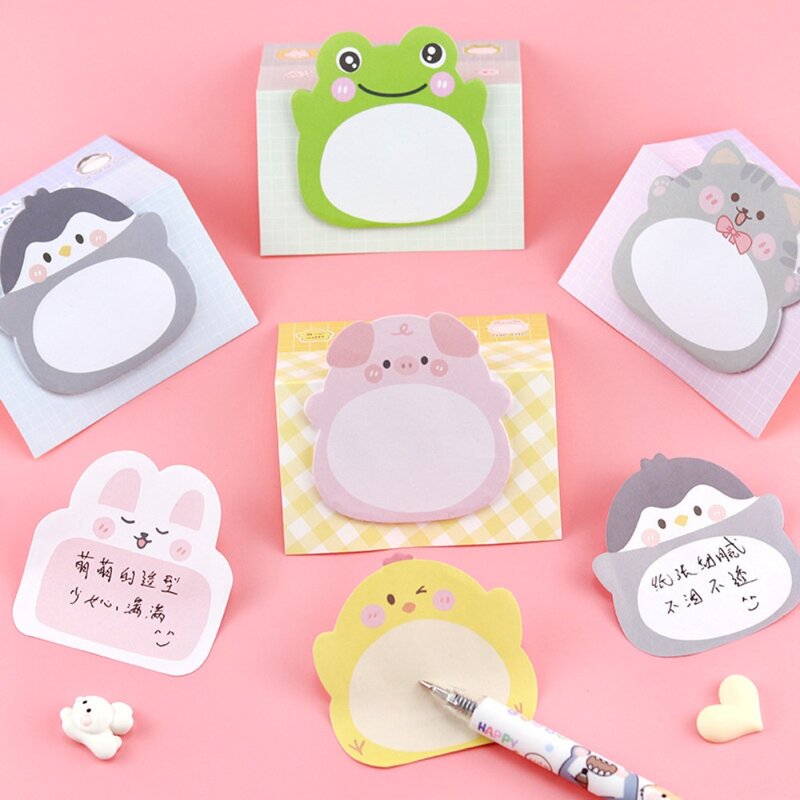 Self-stick Notes Animal Sticky Notes Notepad Thickened Stickers Cartoon Adhesive Memo Pads Rabbit Penguin