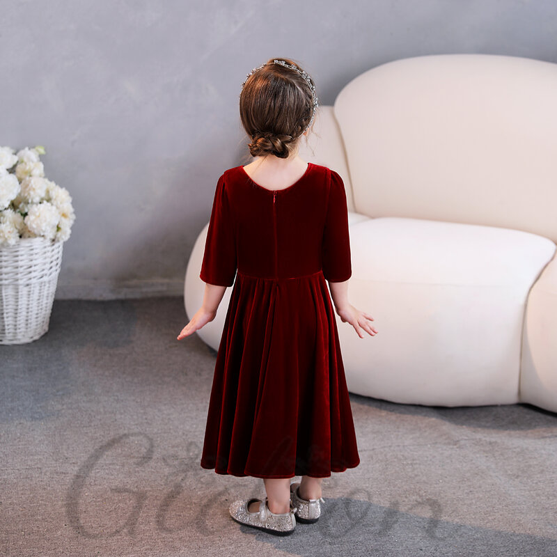 Kids Junior Bridesmaid Dress For Wedding Ceremony Pageant Celebration Banquet Prom Night Show Ball Evening-Gown Party Any Event