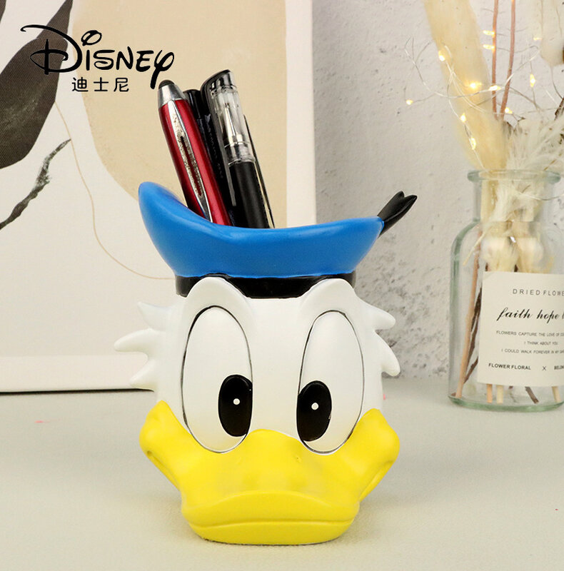 Disney Anime Simple Creative Cute Cartoon Donald Duck Resin Crafts Pen Holder Children'S Desktop Ornaments Stationery Storage