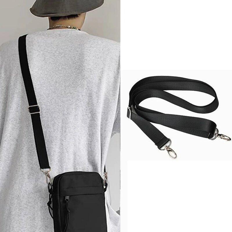 1 buah tas sabuk tas bahu dapat disesuaikan pegangan tas poliester tas tali bahu warna polos sederhana pegangan tas bahu