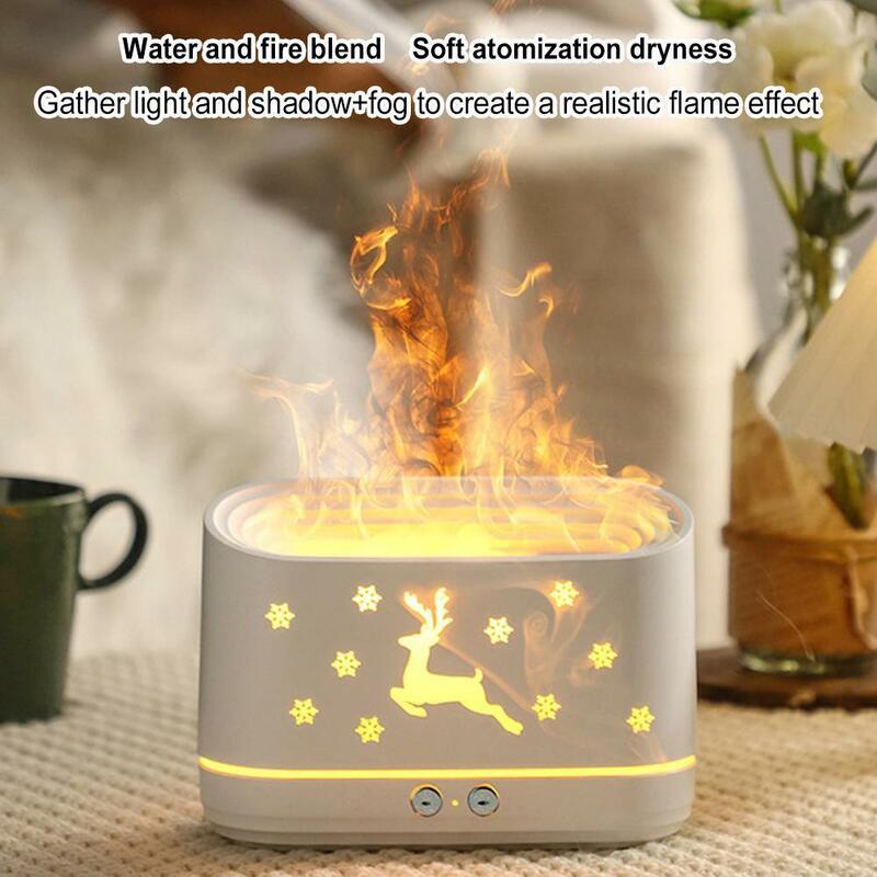 New Flame Air Humidifier 300ml Christmas Deer Ultrasonic Essential Oil Aroma Diffuser LED Reindeer Cool Mist Sprayer Xmas Gifts