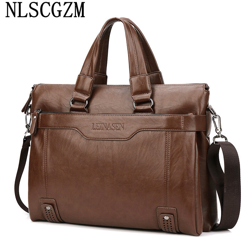 Кожаный портфель для ноутбука, роскошные брендовые Офисные Сумки для мужчин, Боковая сумка для мужчин, мужская сумка для ноутбука, сумка для ноубука