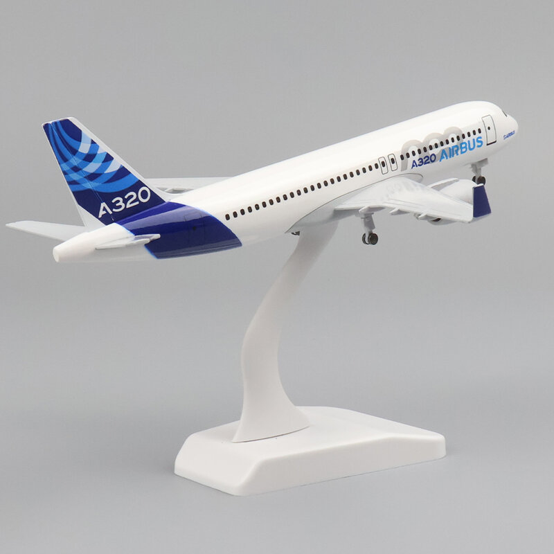 Material de liga com desembarque para crianças, modelo de aeronave metálica, tipo original A320, brinquedos de aniversário, 20 cm, 1:400