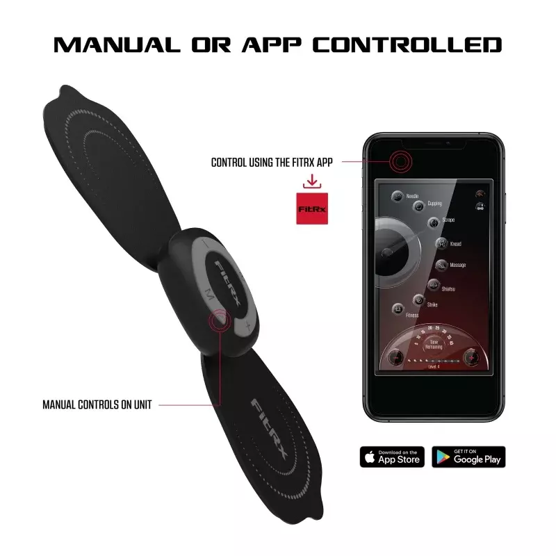 Bezprzewodowy masażer elektrodowy Fitrx-akumulator dziesiątki stymulator mięśni z kontrola aplikacji
