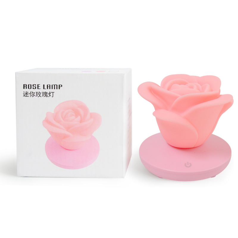 Romântico Rose-Shape Dimming Touch Night Light, 3 Nível de Iluminação, 4 Cores, Dia dos Namorados