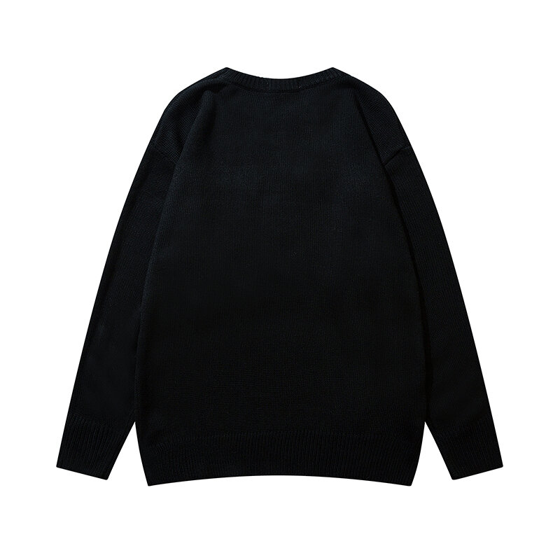 Japanese tide brand English job flower round neck sweater men and women all-match loose casual comfortable sweater sweater