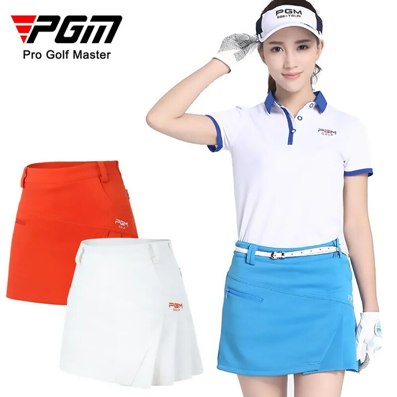 PGM Golf กระโปรงสุภาพสตรีชุดฮากามะซิปแฟชั่นกระโปรงมีจีบลำลองฤดูร้อนกระโปรงสปอร์ตสาวสวมใส่กระโปรงมีจีบสั้นชุด