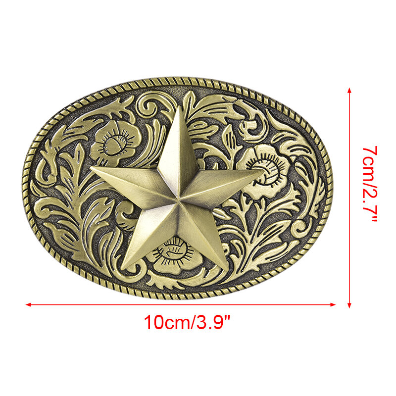 Boucle de ceinture de Cowboy occidental en métal, pentagramme ovale en Bronze, à la mode pour hommes, accessoires de ceinture en jean, 1 pièce