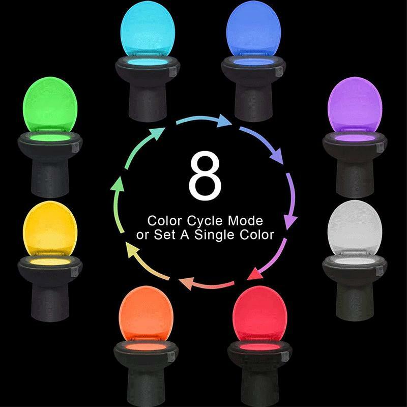 Luz LED con Sensor para inodoro, luz colgante para tapa de inodoro, 3 pilas AAA, ZK50, 8 colores, 16 colores, batería no incluida