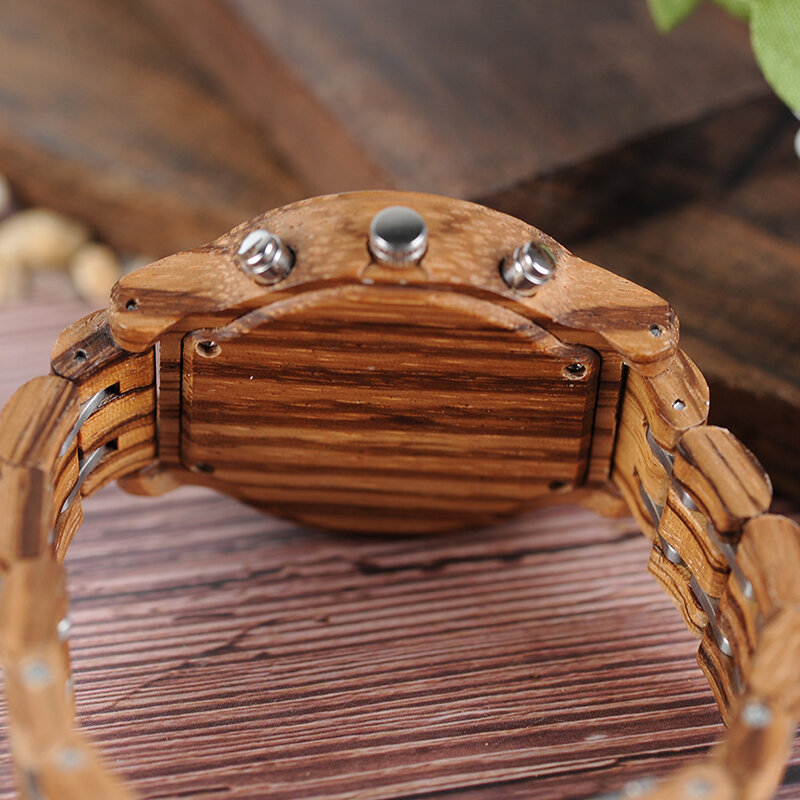 BOBOBIRD-reloj de cuarzo con cronógrafo para pareja, pulsera de madera hecha a mano con calendario y caja de regalo de madera