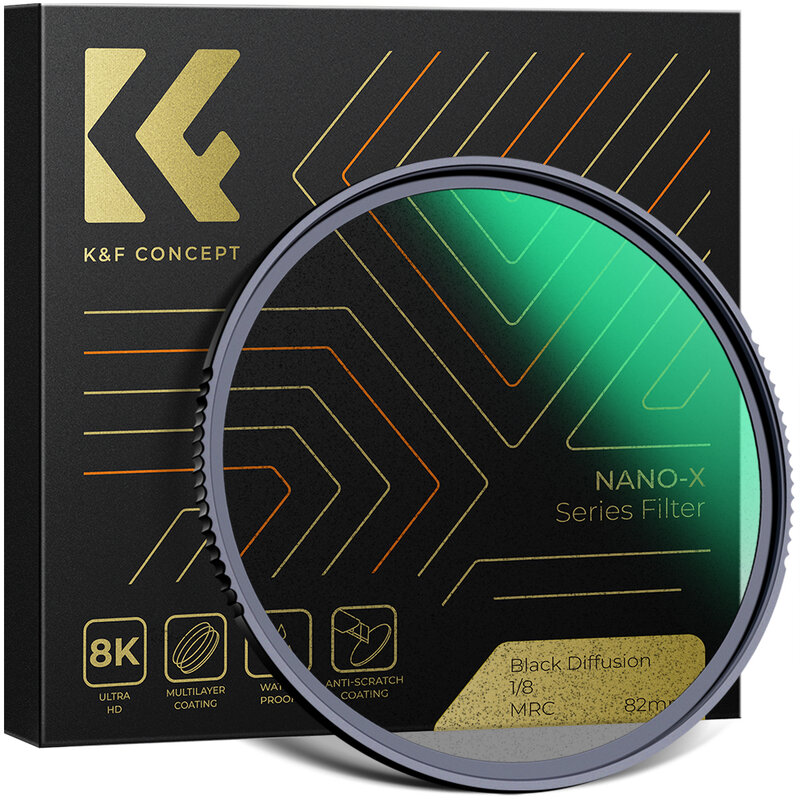 K & F Concept-블랙 미스트 확산 1/4 1/8 렌즈 필터, 특수 효과 촬영 비디오 촬영 영화 49mm 52mm 58mm 62mm 67mm 77mm 82mm