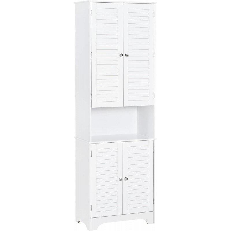 HOMCOM Tall Narrow Bathroom Storage Cabinet with Doors and Shelf Adjustability, Freestanding Linen 2 Cabin