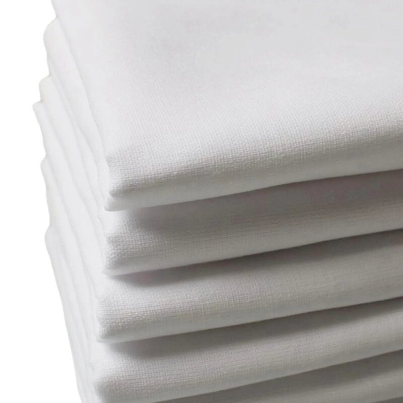 ชุดผ้าเช็ดหน้าสีขาวทึบ12ชิ้นผ้าเช็ดหน้าผู้ชายทรงสี่เหลี่ยมของขวัญสำหรับงานเลี้ยง