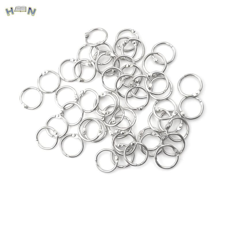50pcs/pack Staple Book Binder 20mm Outer Diameter Loose Leaf Ring Keychain Circlip Ring