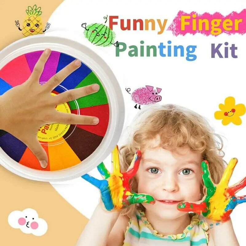 Almohadilla de pintura lavable multicolor para niños, arte de pintura de dedos divertido, almohadilla de tinta DIY