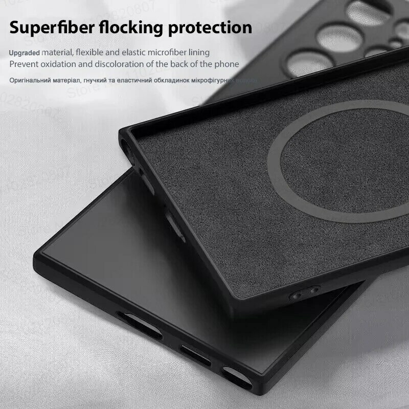 Ulepszony płynny silikon do etui magnetycznego Magsafe do Samsung Galaxy S24 S23 S22 Ultra S21 FE Wireless Charge Cases Soft Cover