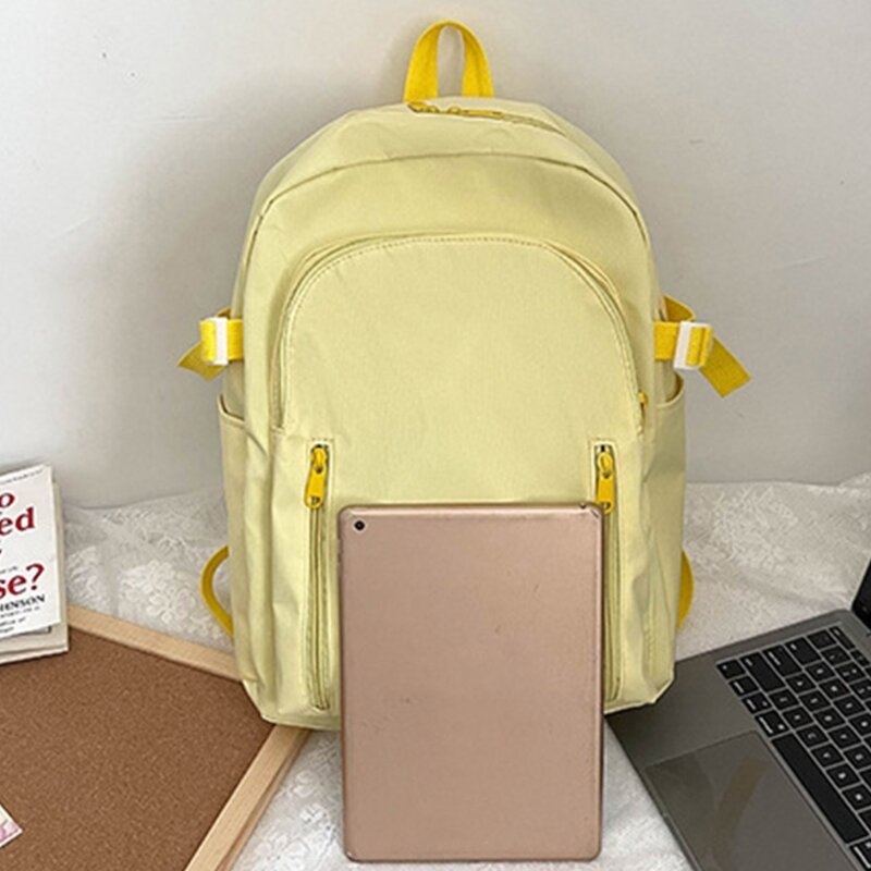 Sac à dos d'université de style coréen pour femmes, sac à livres scolaire solide simple, sac à dos pour ordinateur portable de voyage décontracté pour filles, grande capacité