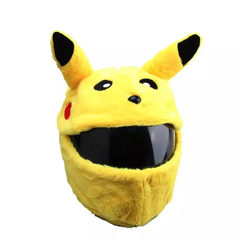 Чехол для шлема Pokemon Pikachu, подходящий для мотоциклетного шлема на все лицо, модульный шлем, плюшевый защитный чехол, украшение