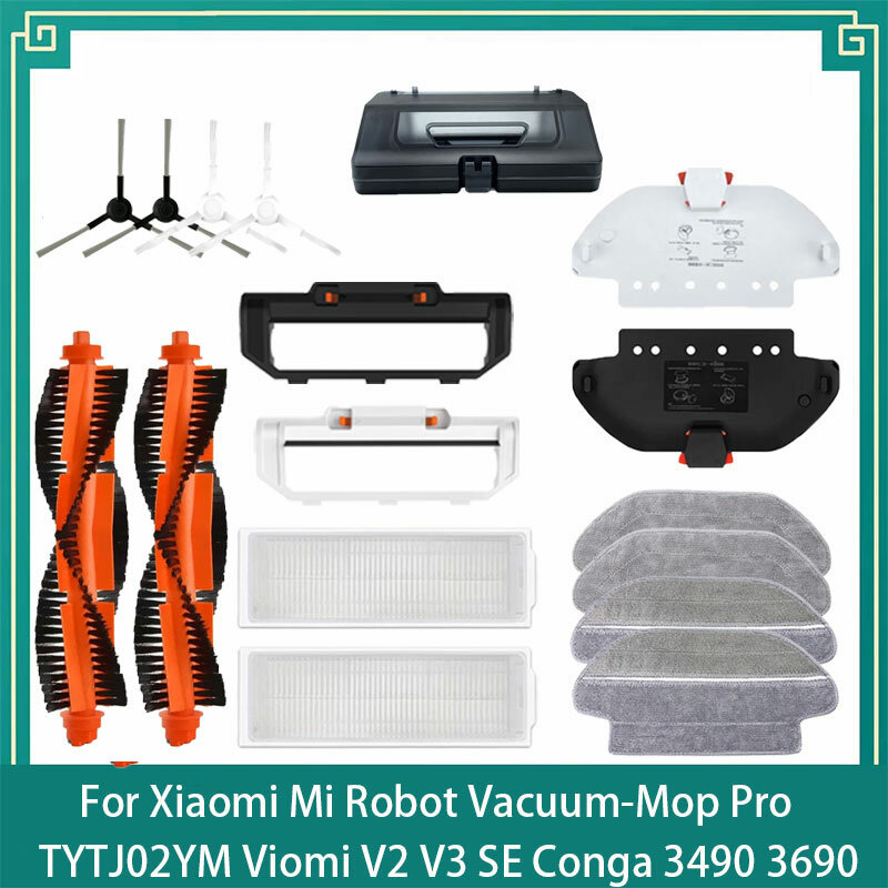 Voor Xiaomi Mi Robot Vacuüm-Mop Pro Stytj02ym Styj02ym Viomi V2 V3 Se Conga 3490 3690 Reserveonderdelen Belangrijkste Zijborstel Accessoires