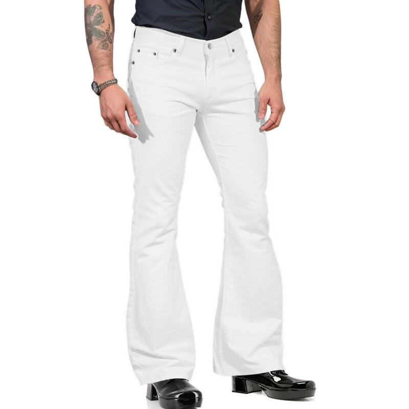 Fashion Mens Casual Solid Color Pocket Suit Pant Bell Bottoms Casual Pants Rave Bottoms Men Stretch Pants Pants Men