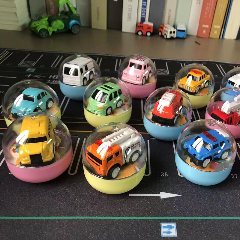 Mini Car Model Toy Capsule Toy Pull Back Car Toys Engineering Vehicle Fire Truck Kids Inertia Cars Boy Toys for Children Gift