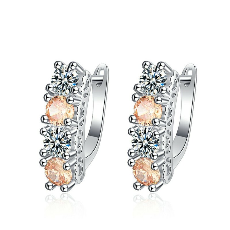Boucles d'oreilles créoles en cristal pour femmes, argent regardé 925, bijoux colorés, cadeau de fête de mariage, mode féminine